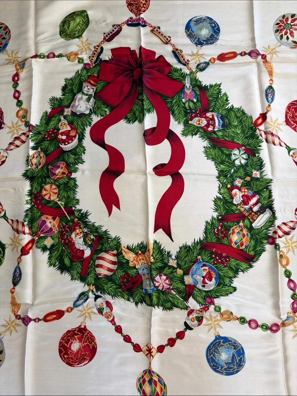 Christopher Radko Festive Holiday Wreath Silk Scarf